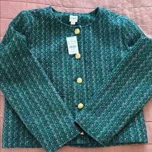 J Crew Green Tweed Lady Jacket NWT